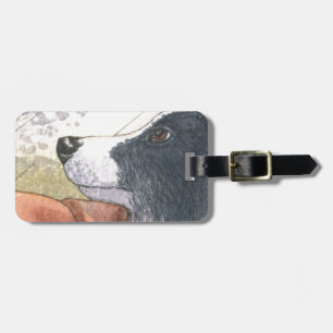 Border Collie dog waiting in car Luggage Tag