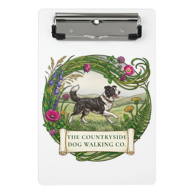 Border Collie Dog Walker Custom Mini Clipboard  (Front)