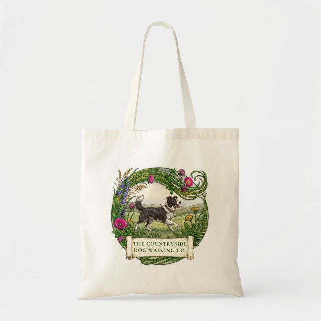Border Collie Dog Walker Custom Tote Bag (Front)