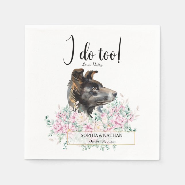 Border Collie Dog Wedding Cocktail Napkins (Front)