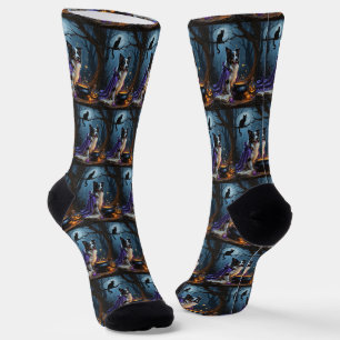 Border Collie Dog Whimsical Halloween Painting Socks