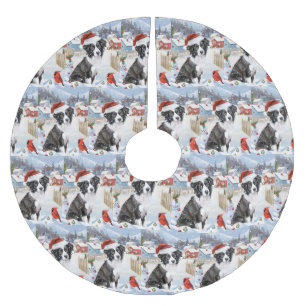 Border Collie Dog Winter Wonderland Christmas Joy Brushed Polyester Tree Skirt