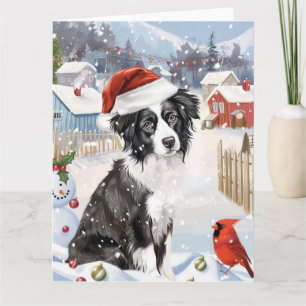 Border Collie Dog Winter Wonderland Christmas Joy Card