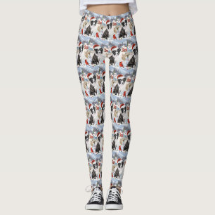 Border Collie Dog Winter Wonderland Christmas Joy Leggings