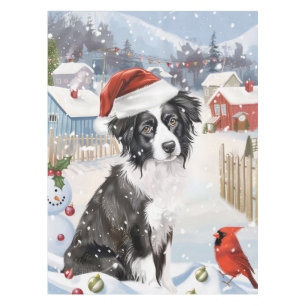Border Collie Dog Winter Wonderland Christmas Joy Tablecloth