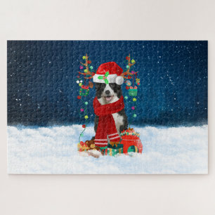 Border Collie dog with Christmas gifts Jigsaw Puzzle