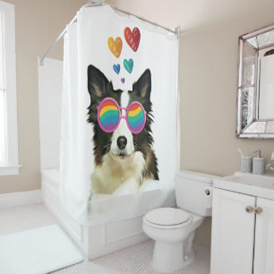 Border Collie Dog with Hearts Valentine's Day