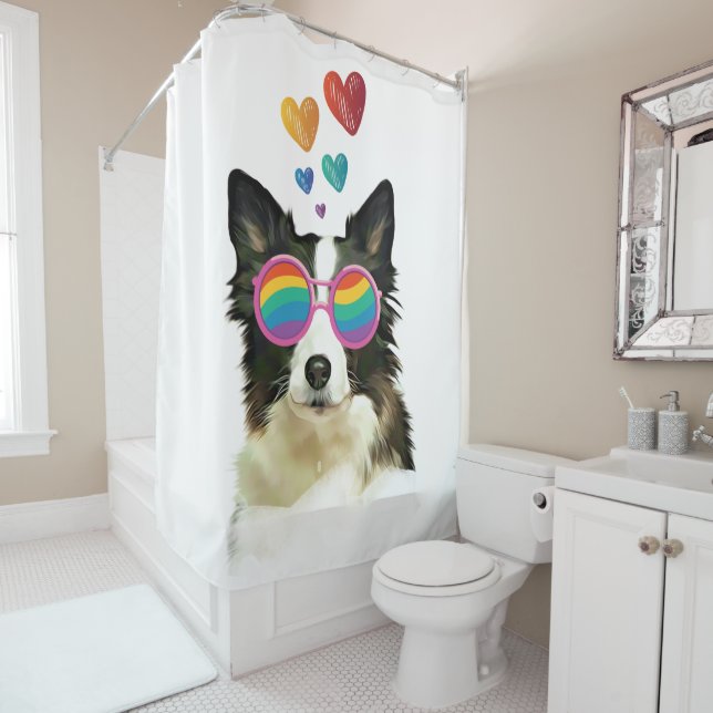 Border Collie  Dog with Hearts Valentine's Day (In Situ)