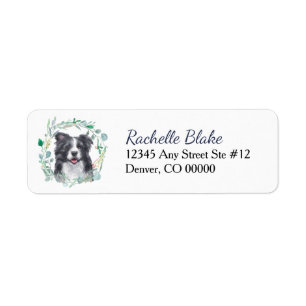 Border Collie Dog Wreath Return Address