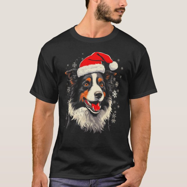 Border Collie Dog Xmas T-Shirt (Front)