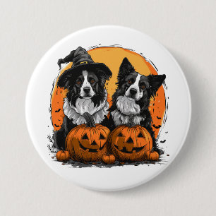 Border Collie Dogs Halloween Jack O Lanterns 3 Inch Round Button