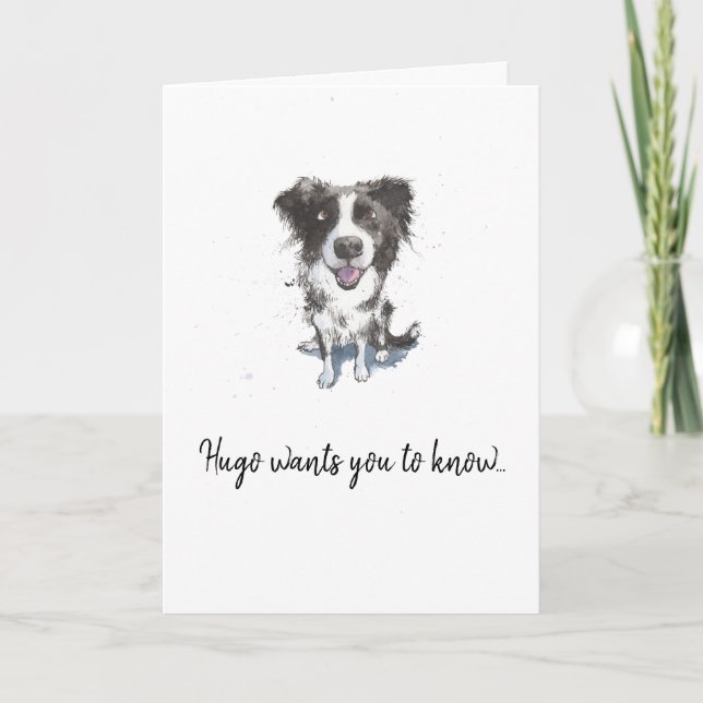 Border Collie drawing, personalized Father's day Card (Front)