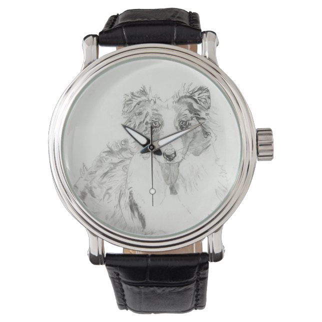 Border Collie Drawing Watch (Front)