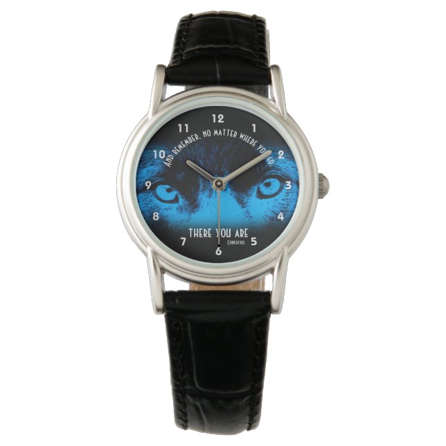 Border Collie Eyes Confucius Inspirational Quote  Watch (Front)