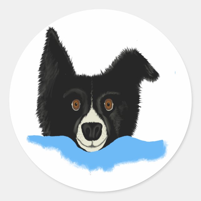 Border Collie Face Classic Round Sticker (Front)