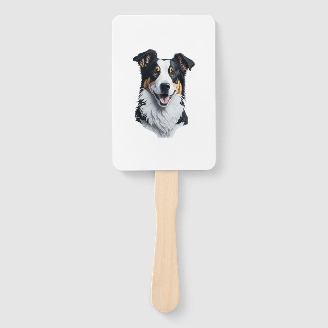 Border Collie face Hand Fan (Front)