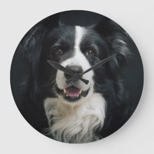 Border Collie Face Large Clock