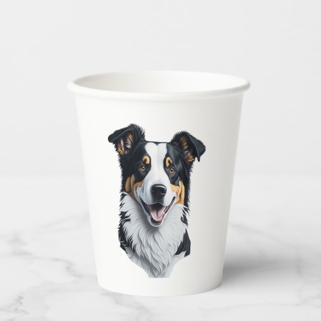 Border Collie face Paper Cups (Front)