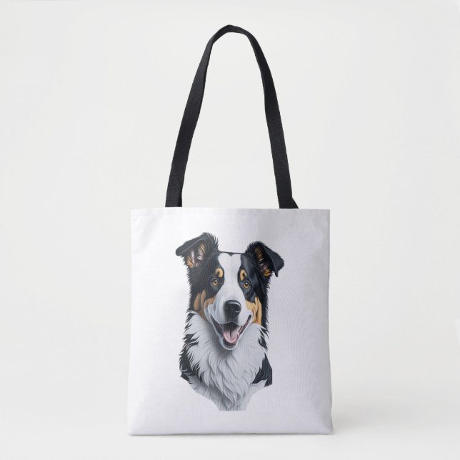 Border Collie face Tote Bag (Front)