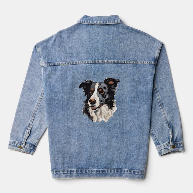 Border Collie Famous Design design - Smartest Denim Jacket (Back)