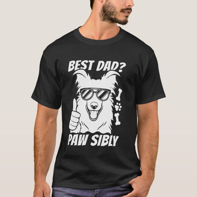 Border Collie Father Pet - Dog Breed Best Dad Paws T-Shirt (Front)