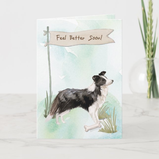 Border Collie Feel Better After Surgery to Dog Card (Front)