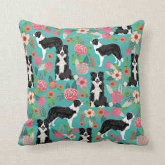 Border Collie Floral Dog Pillow