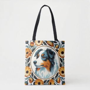 Border Collie Flower Garden                        Tote Bag