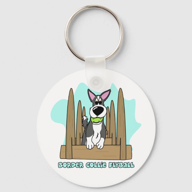 Border Collie Flyball Keychain (Front)
