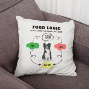 Border Collie Food Logic Flowchart Personalized Throw Pillow