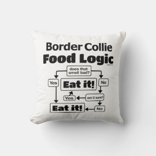 Border Collie Food Logic Throw Pillow
