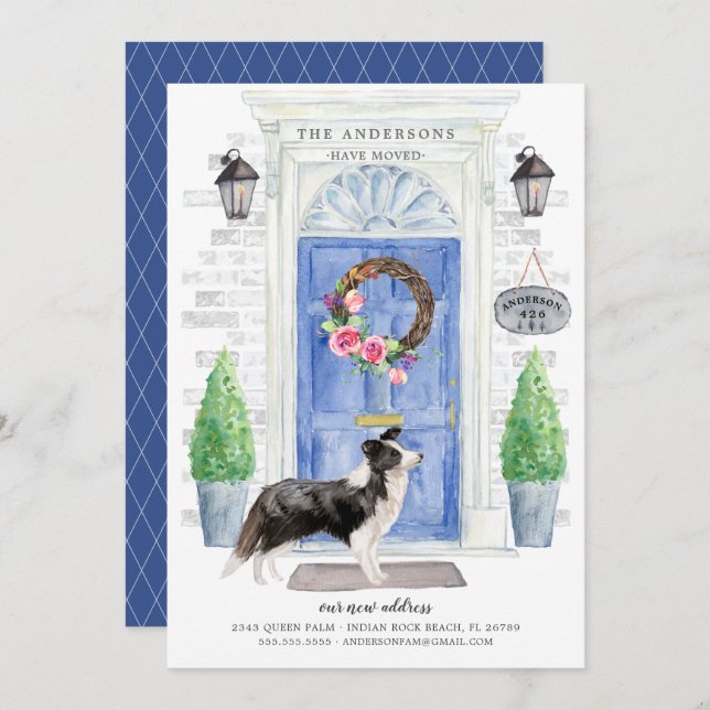 Border Collie Front Door Moving Announcement (Front/Back)