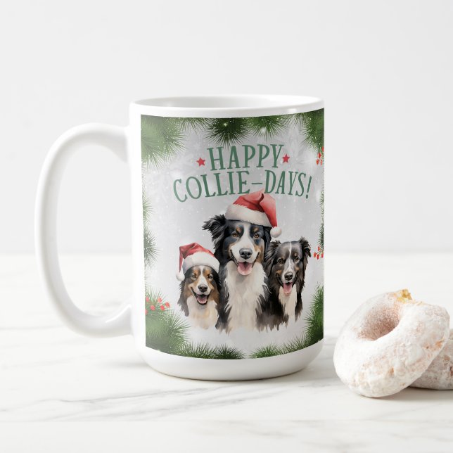 Border Collie Funny Christmas Dog Coffee Mug (With Donut)