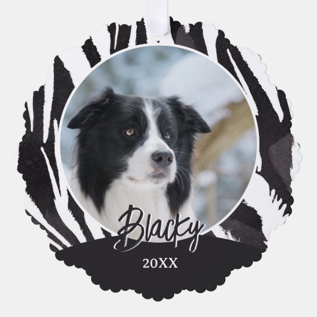 Border Collie Fur Pattern Photo Christmas  Ornament Card (Front)