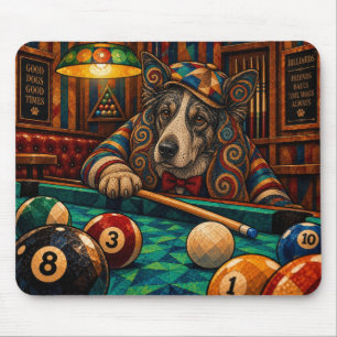 Border Collie, Geometric Mosaic Mouse Pad