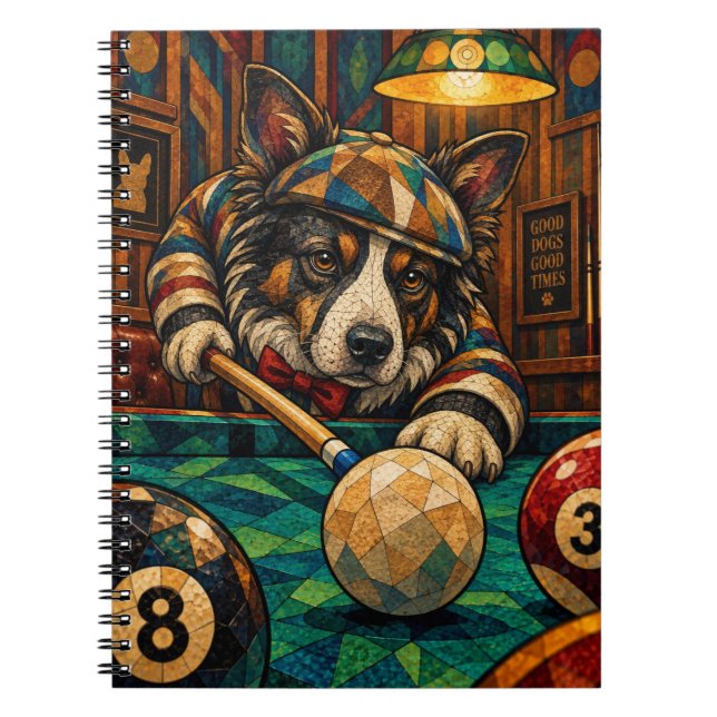Border Collie, Geometric Mosaic Notebook (Front)