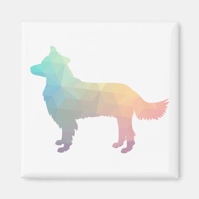 Border Collie Geometric Silhouette Pastel Magnet (Front)