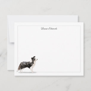 Border Collie Grey Border Personalized Note Card
