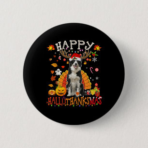 Border Collie Halloween Christmas Dog Happy Hallot 2 Inch Round Button