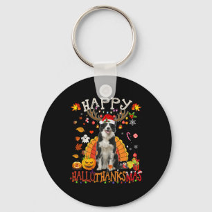 Border Collie Halloween Christmas Dog Happy Hallot Keychain