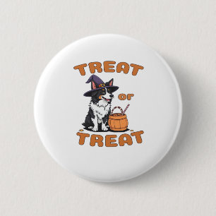 Border Collie Halloween Dog Costume �Treat or Trea 2 Inch Round Button
