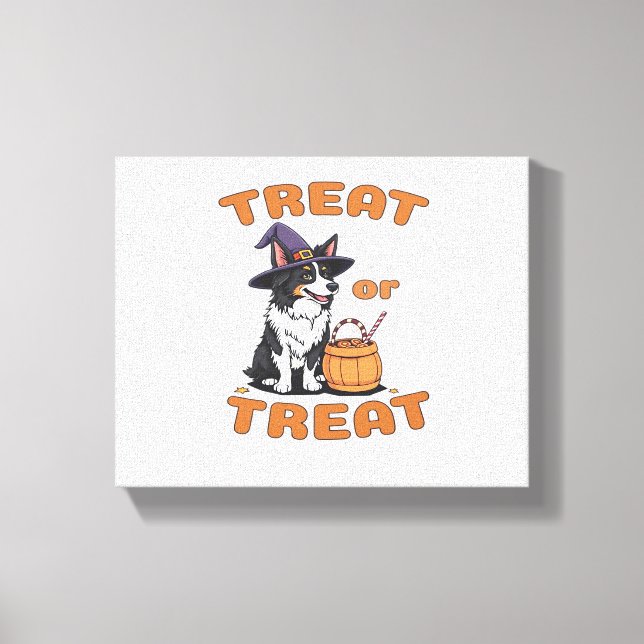 Border Collie Halloween Dog Costume “Treat or Trea Canvas Print (Front)