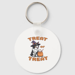 Border Collie Halloween Dog Costume �Treat or Trea Keychain