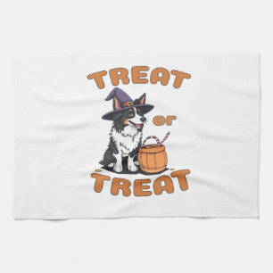 Border Collie Halloween Dog Costume �Treat or Trea Kitchen Towel