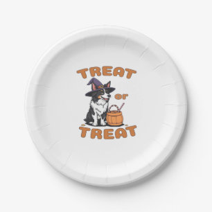 Border Collie Halloween Dog Costume �Treat or Trea Paper Plate