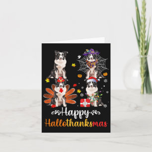 Border Collie Halloween Merry Christmas Happy Hall Card