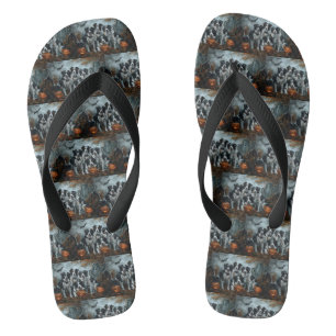 Border Collie Halloween Night Doggy Delight Flip Flops