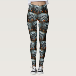 Border Collie Halloween Night Doggy Delight  Leggings