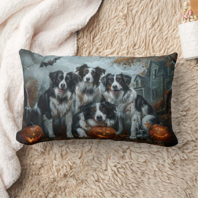 Border Collie Halloween Night Doggy Delight  Lumbar Pillow (Blanket)
