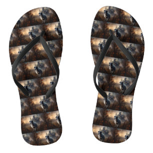 Border Collie Halloween Scary Flip Flops